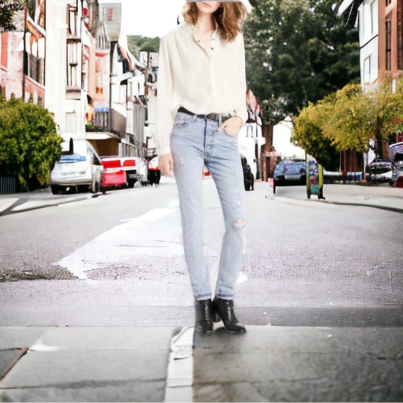 Levi's Denim - Levi's 501 Skinny Women's Jeans High Rise Light Wash Distressed Size 33x32